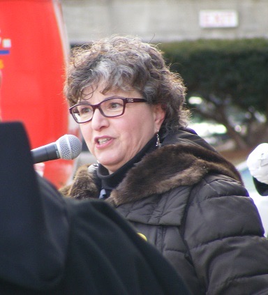 Jane Cormier of New Hampshire Right to Life speaking at rally

